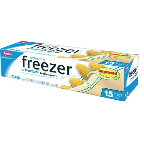 Presto CO3708S 1 Gal. Reclosable Double Zipper Freezer Bag (15 Count)