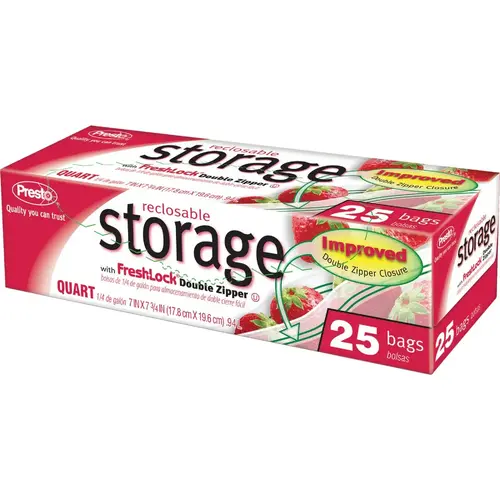 Presto CO3715S 1 Qt. Reclosable Food Storage Bag (25 Count)