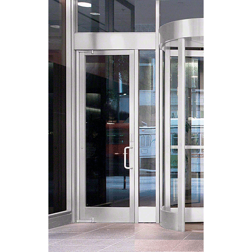 Balancer Satin Anodized Aluminum Medium Stile for 1/2" Glazing; Satin Anodized 3.34375" Top Rail; 9.5 Bottom Rail; Concealed Hinge Tube; LHR Door Blank Door/No Lock