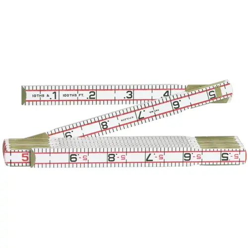 Lufkin 1066DN Red End 6 Ft. x 5/8 In. Wood Engineers Folding Rule, White