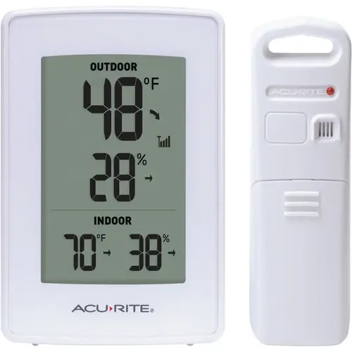 Digital Indoor & Outdoor Thermometer With Temperature & Humidity White
