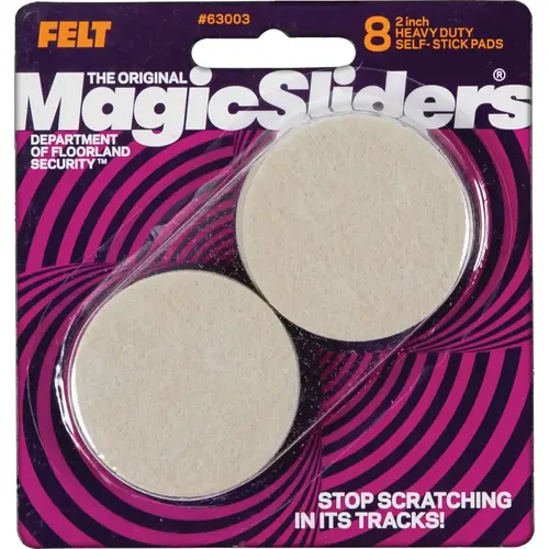 Magic Sliders 63003 2 In. Round Oatmeal Self-Adhesive Heavy-Duty Furniture Pad - pack of 8