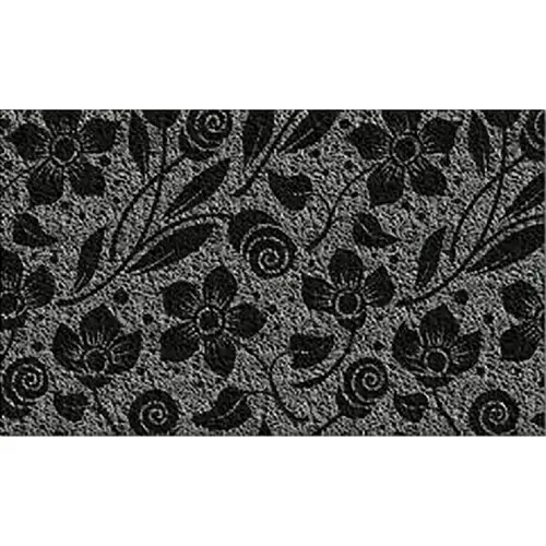 Americo Home 6371FSG830 Front Runner 18 In. x 30 In. Gray Flowers & Swirls Mat