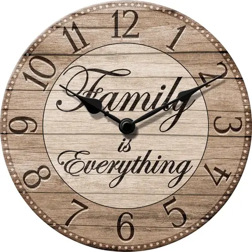 Westclox 33348 11 In. Family Is Everything Wall Clock Frame: Brown/Face: Brown