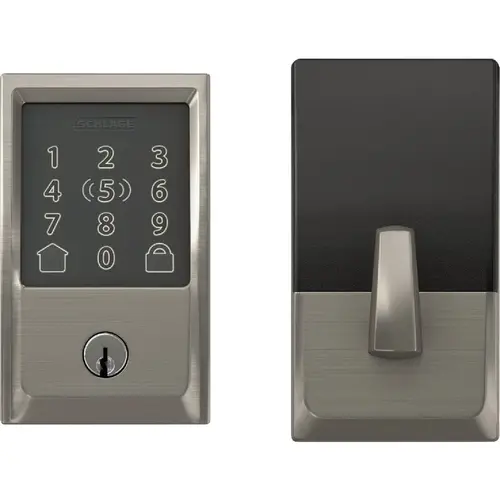 Encode Plus Smart WiFi Deadbolt with Century Trim in Satin Nickel