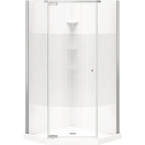 MAAX 300012-000-129-104 Begonia Carbon 36 In. L x 36 In. D x 72 In. H Polystyrene Center Drain Shower Kit in White with Carbon Glass in Chrome