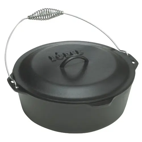 LODGE L10D03 7 Qt. Dutch Oven With Iron Cover Black