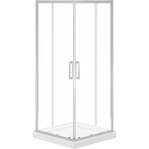 MAAX 107484-900-084-000 Scarlet 32 In. L x 32 In. D x 78-3/4 In. H Acrylic Center Drain Corner Shower Kit in White with Clear Glass in Chrome