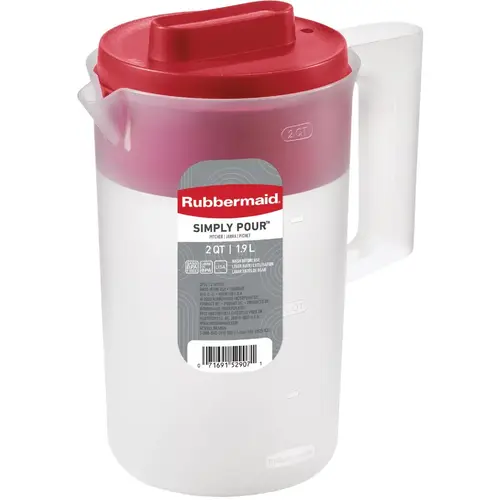 2 Qt. Simply Pour Plastic Pitcher with Multi-Function Lid Clear