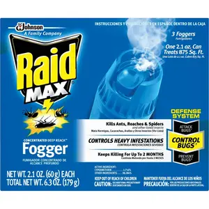 Raid Max 12565 Concentrated Deep Reach 2.1 Oz. Indoor Insect Fogger - pack of 3