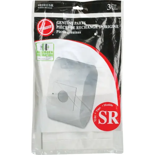 HOOVER 401011SR Type SR Allergen Filtration Vacuum Bag - pack of 3