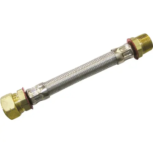 PROLINE 496-234 3/4 In. MIP x 7/8 In. COMP x 18 In. Braided Stainless Steel Water Heater Connector
