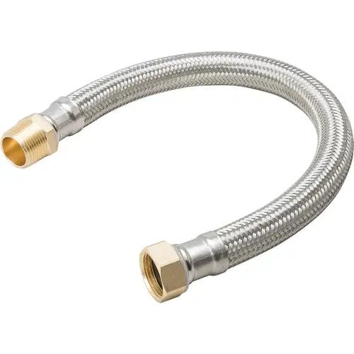 PROLINE 496-237 3/4 In. MIP x 3/4 In. FIP x 18 In. Braided Stainless Steel Water Heater Connector