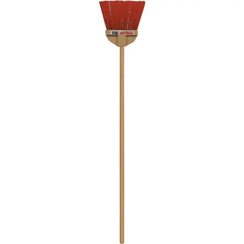 Bruske 5419-12 9 In. W. x 37 In. L. Wood Handle Flared Lobby Household Broom, Brown Bristles