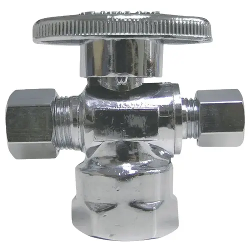 1/2 In. FIP x 3/8 In. C x 1/4 In. C Chrome Plated Brass Dual Outlet Stop