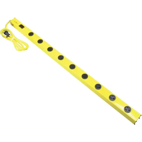 YELLOW JACKET 5153 9-Outlet Yellow Metal Power Strip with 5 Ft. Cord