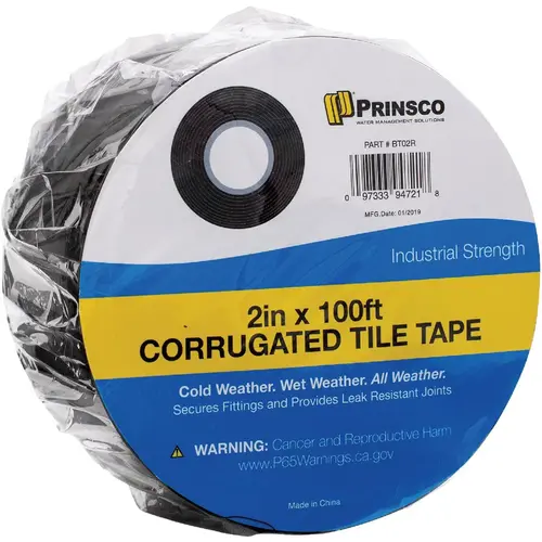 Prinsco BT02R 2 In. x 100 Ft. Black Corrugated Tile Tape