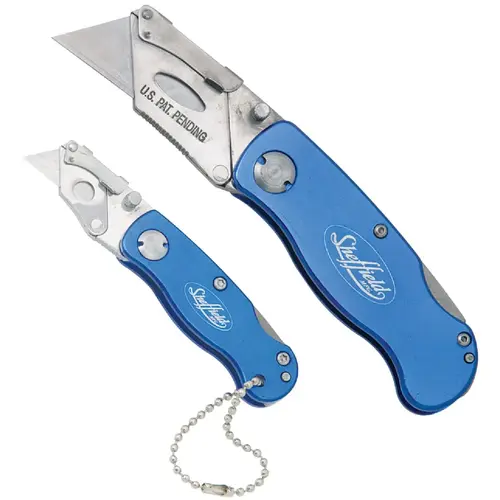 SHEFFIELD 12117 Lockback Fixed Folding Utility Knife Set Blue
