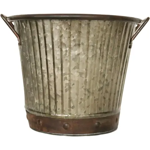 Robert Allen MPT02316 9.25 In. x 10.75 In. x 10.75 In. Metal Aged Mocha Washboard Planter