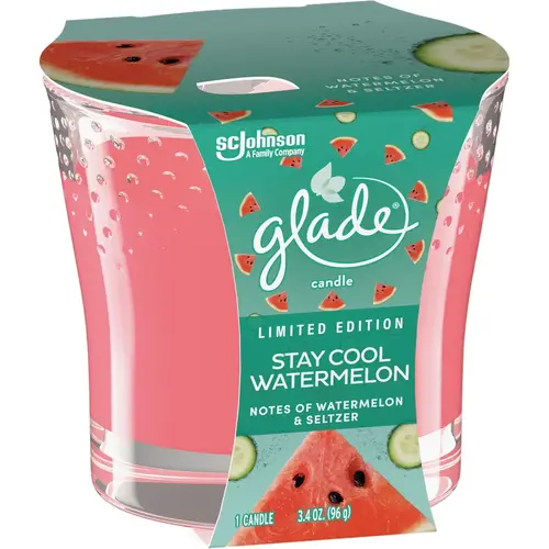 GLADE 3678 3.4 Oz. Stay Cool Watermelon Candle Red
