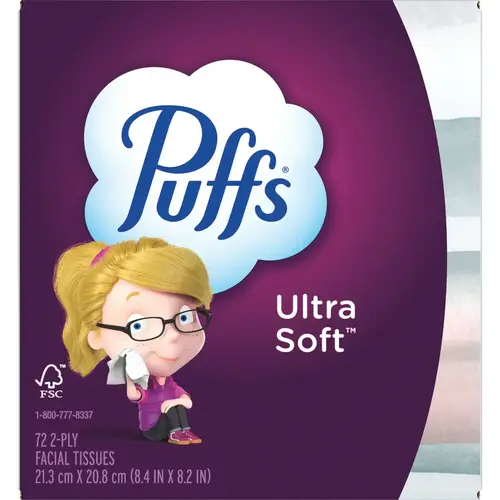 PUFFS 3700097788 Ultra Soft Facial Tissue, 1 Mega Cube Box (72-Count) White