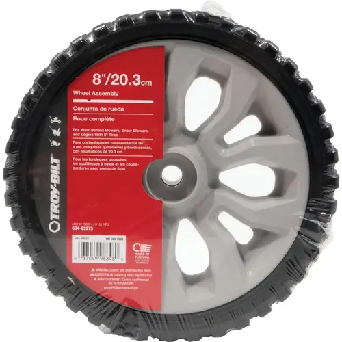 Troy-Bilt 490-325-Y059 Original Equipment 8 In. Wheel Assembly for Most Walk-Behind Mowers, Edgers and Snow Blowers