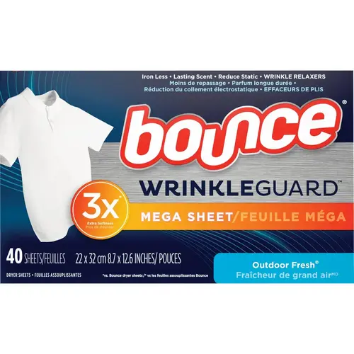 BOUNCE 3700090704 WrinkleGuard Mega Dryer Sheets (40-Count)