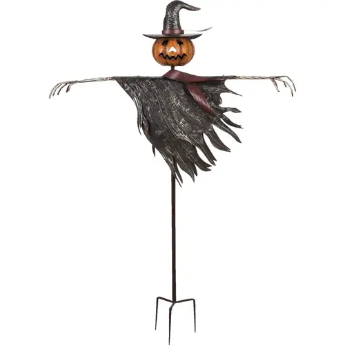 EVERGREEN 47M2753 67.5 In. H. Iron Oversize Jack-O-Lantern Scarecrow Halloween Yard Stake