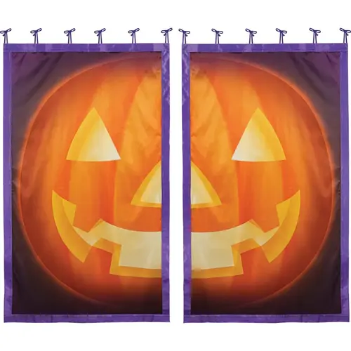 EVERGREEN 13WSP11049 Shadow Scapes Jack O' Lantern Window Shade (Set of 2)