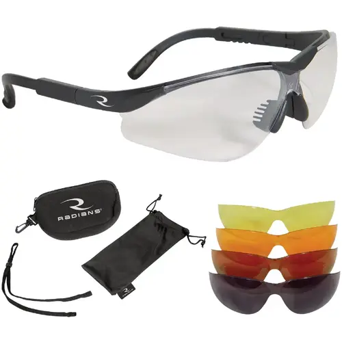 Radians T85RC T-85 Black Frame Shooting Glasses Kit with 5 Interchangeable Lenses