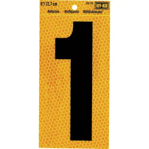 MIDWEST FASTENER RV-75/1 Hy-Ko 5 In. Yellow Reflective Number 1 Black