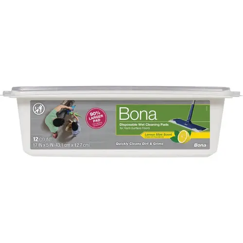 Bona AX0003623 Lemon Mint Disposable Wet Cleaning Pads for Hard-Surface Floors (12-Count)