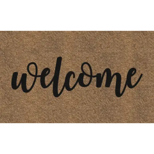 Americo Home 77FLWSC830 18 In. x 30 In. Welcome Home Koko Faux Coir Entrance Mat Tan/Black