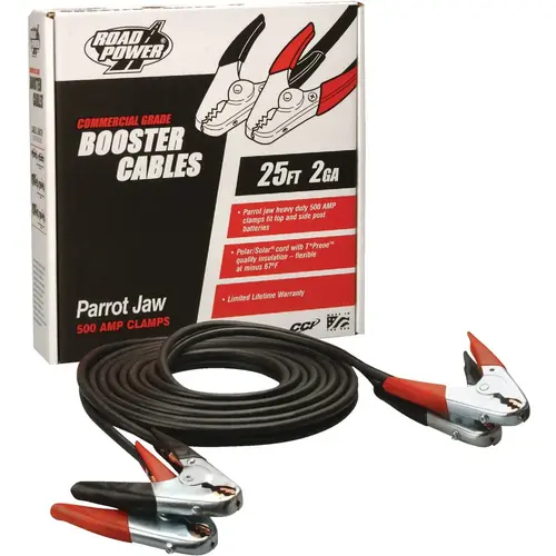 Road Power 88620108 25 ft 2 Gauge 500 Amp Booster Cable