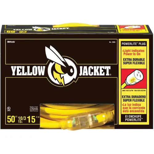 YELLOW JACKET 2805 50 Ft. 10/3 Contractor Grade Extension Cord Yellow