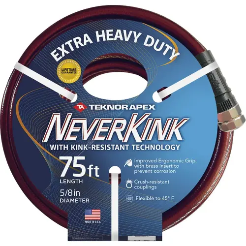 Teknor Apex 8644-75 Neverkink 5/8 In. Dia. x 75 Ft. L. Extra Heavy-Duty Garden Hose Burgundy