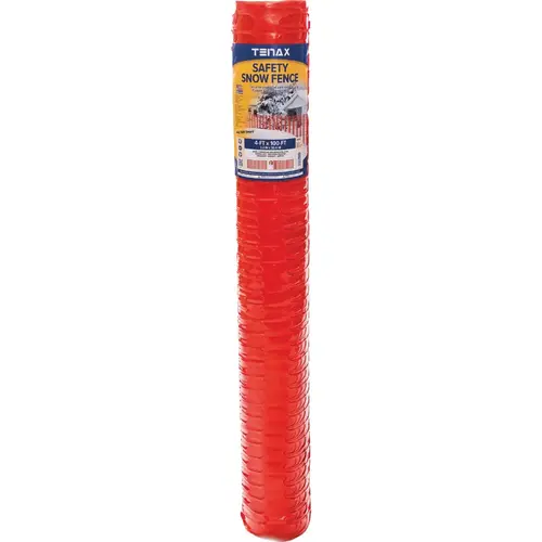Tenax 90600104 Saf-T-Sno 4 Ft. H. x 100 Ft. L. Polyethylene Snow Safety Fence, Orange