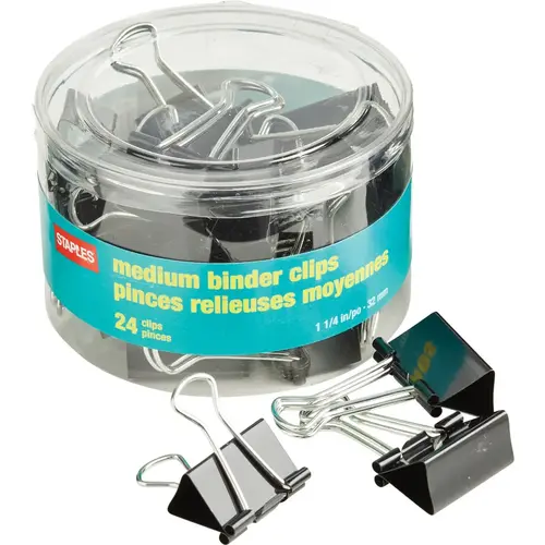 Staples 10668 1.25 In. Medium Binder Clips - pack of 24
