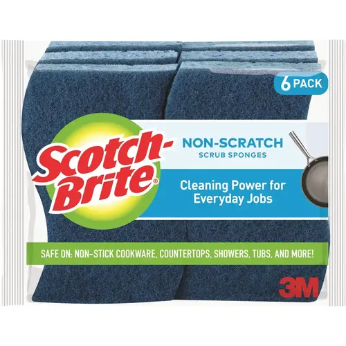 Zero Scratch Scrub Sponge, 4.4 In. x 2.6 In. x 0.7 In. Blue