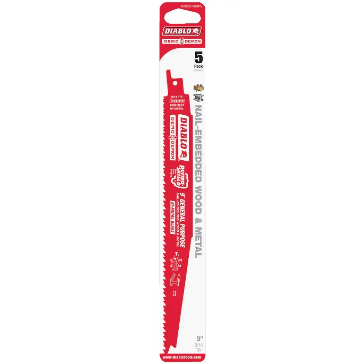 Diablo DS0914BGP5 Demo Demon 9 In. 8/14 TPI Wood and Metal