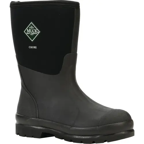 MUCK BOOT COMPANY CHM-000A-BL-090 Chore Mid Men's Black Rubber Work Boot, Size 9 Pair