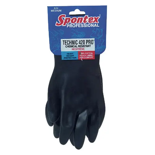 Spontex 33545 Technic 420 Pro Medium Neoprene Rubber Glove Black Pair