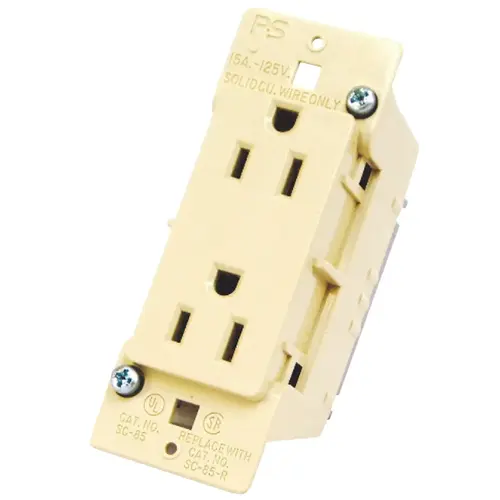 Unites States Hardware E102C 15A Ivory Mobile Home 5-15R Duplex Outlet