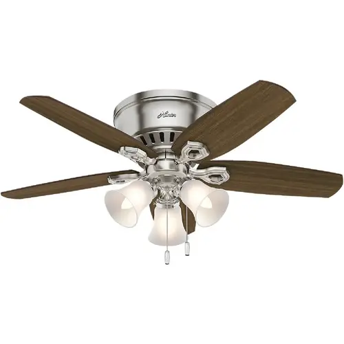 Hunter 51092 Builder Low Profile 42 In. Brushed Nickel Ceiling Fan with Light Kit