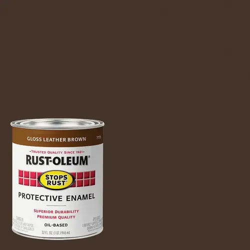 Stops Rust Oil Based Gloss Protective Rust Control Enamel, Leather Brown, 1 Qt.
