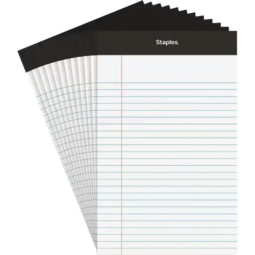 Staples 163873 5 In. W. x 8 In. H. 50-Sheet White Top Bound Legal Pad - pack of 12