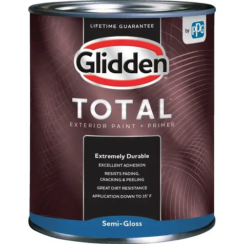 Glidden GLTEX30MB/04 Total Exterior Paint + Primer Semi-Gloss Midtone Base Quart