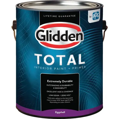 Glidden GLTIN20WB/01 Total Interior Paint + Primer Eggshell White & Pastel Base 1 Gallon