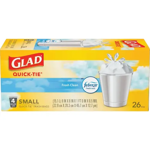 GLAD 78812 4 Gal. White Febreze Fresh OdorShield Small Trash Bag