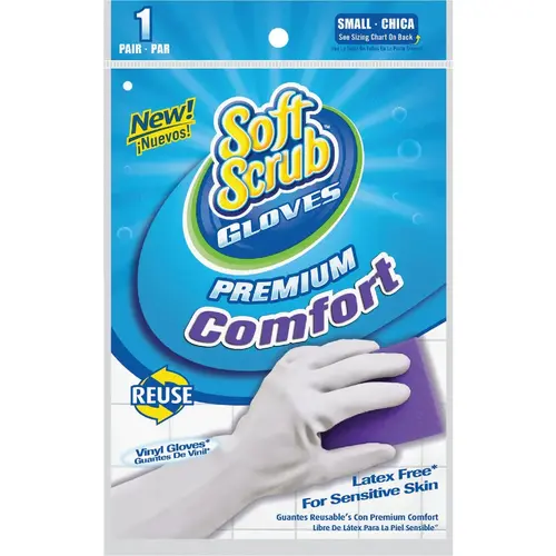 SOFT SCRUB 12611-26 Small Premium Comfort Vinyl Rubber Glove White